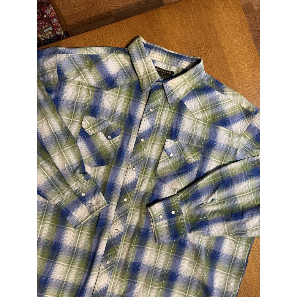 Vintage Rustler Wrangler Sawtooth Western Pearl Snap Shirt 3XL Long Sleeve